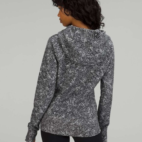 Lululemon Scuba Full Zip Hoodie Offbeat Alpine White Black Size 6 - Picture 1 of 8